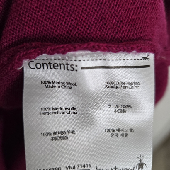 Smartwool Women's Quarter Zip Merino Wool Magenta Sweater Winter Warm L - Picture 4 of 6